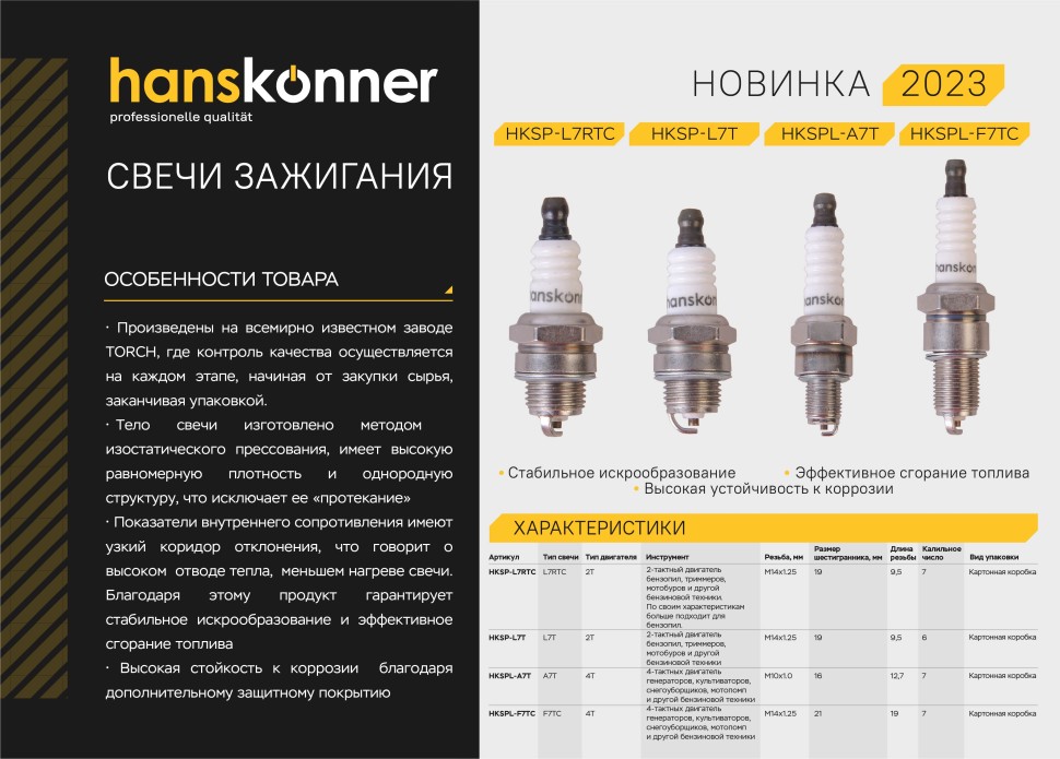 Свеча зажигания Hanskonner HKSP-L7T