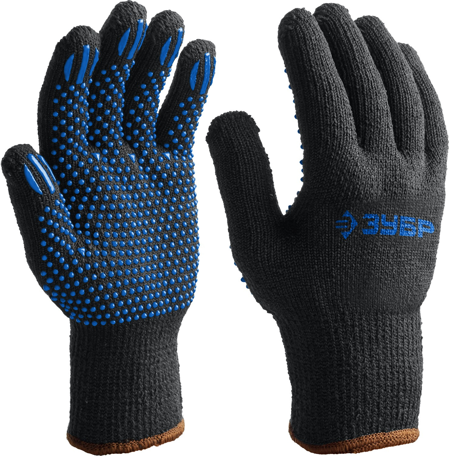 ЗУБР МАСТЕР, L-XL, полушерстяные перчатки с точечным ПВХ покрытием, утеплённые, противоскользящие, 7 класс (11462-XL)