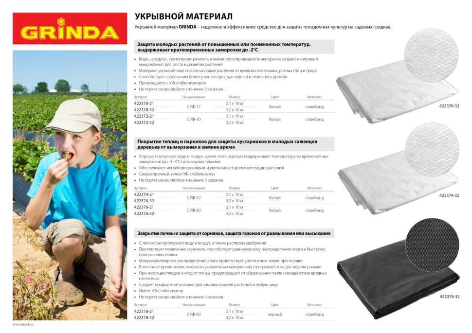 GRINDA СУФ-60, 2.1x10 м, черны, Укрывной материал (422378-21)