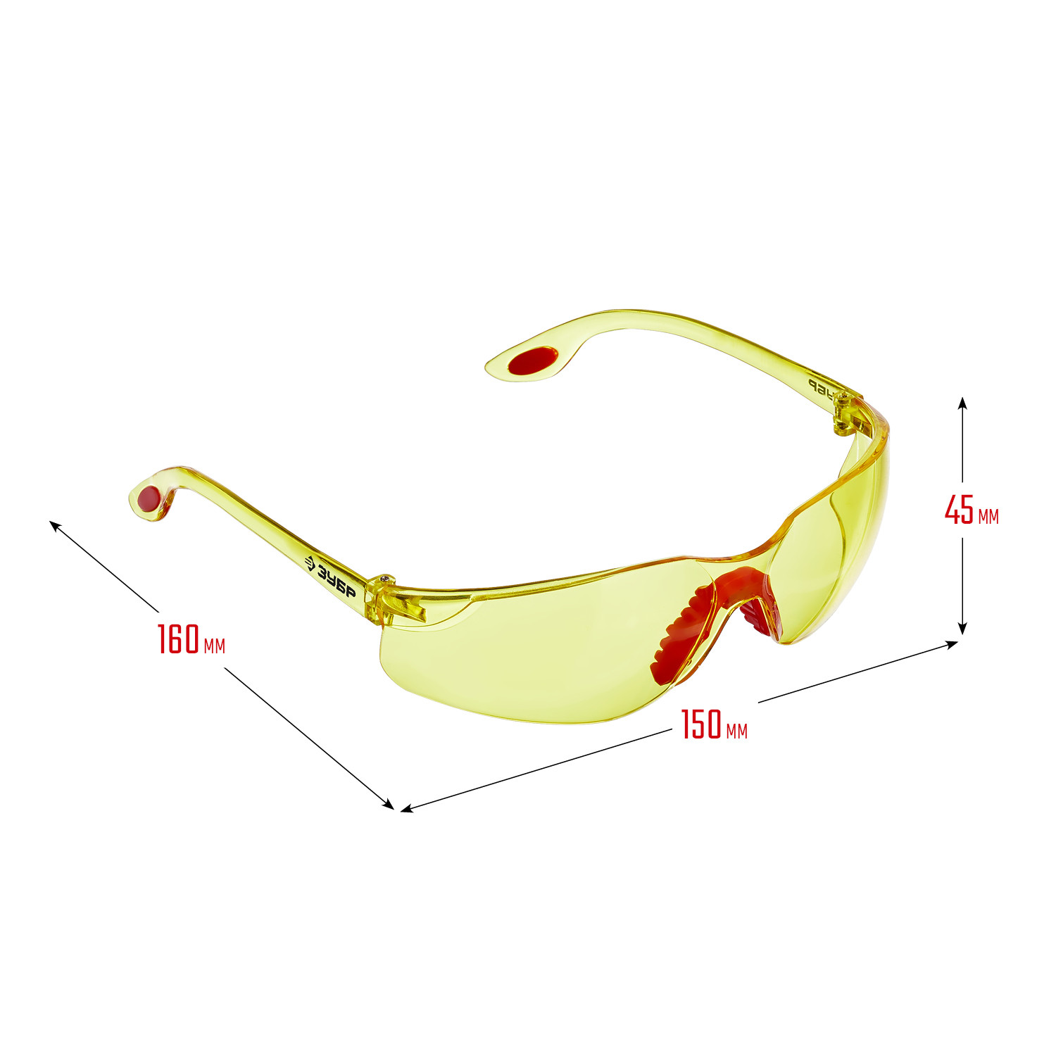 ЗУБР СПЕКТР 3, открытого типа, жёлтые, широкая монолинза, защитные очки (110316)