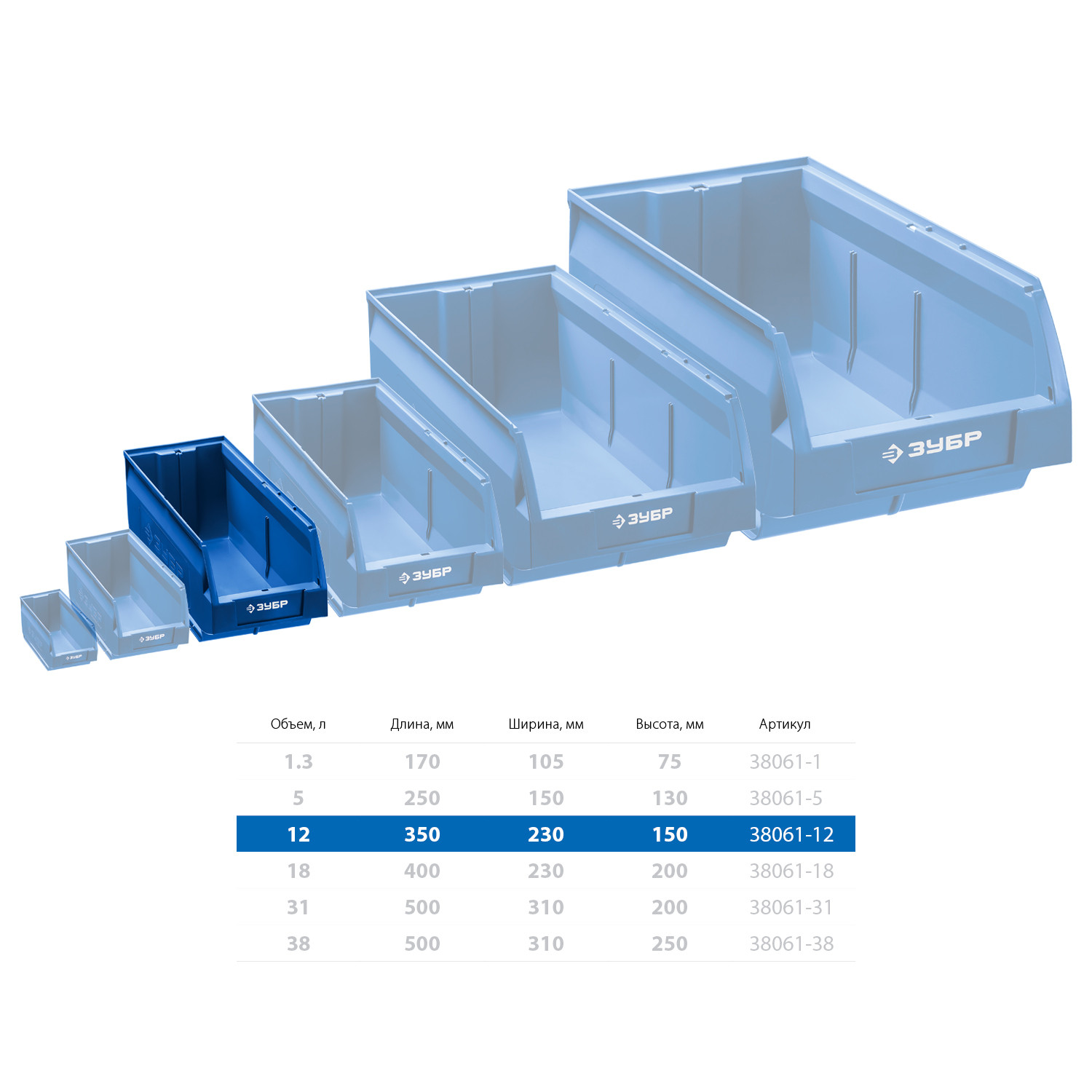 ЗУБР ЛСК-12, 12 л, 350 х 230 х 150 мм, складской лоток, Профессионал (38061-12)