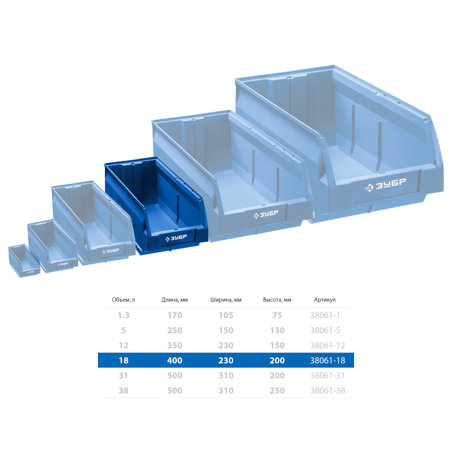 ЗУБР ЛСК-18, 18 л, 400 х 230 х 200 мм, складской лоток, Профессионал (38061-18)